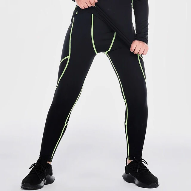 Buy Reflective Boy Running Tights Kids Basketball Pants Compression Fitness Gym