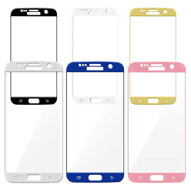 Защитное закаленное 3d стекло для Samsung Galaxy S7 S6 edge Plus розовое синее