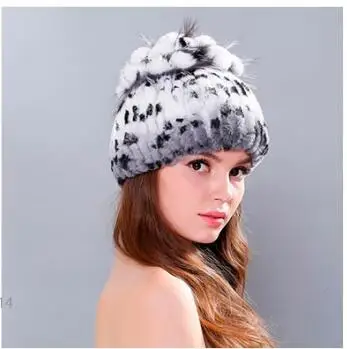Высокое качество женская шапка Зима натуральный мех норки вязаная шапка для женщин сплошной цвет леди Цветочный кепки женский - Цвет: 4