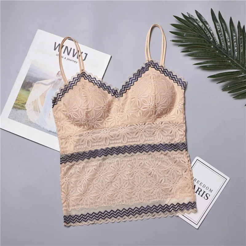 Для женщин Bralette Мягкий Топ на бретелях бюстгальтер мода кружевной облегающий топ на бретельках пикантные женские укороченный