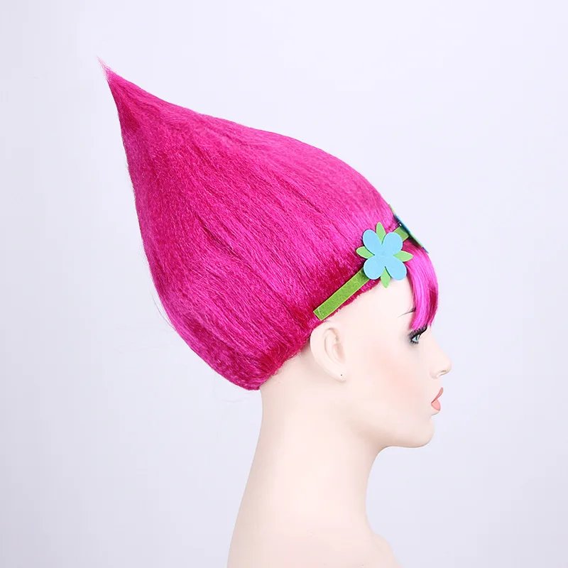 Trolls Wig for Kids Children Pink Costume Cosplay Birthday Party Supplies Kids Hairs Hat Wig with Hair Band Party Hat (6)