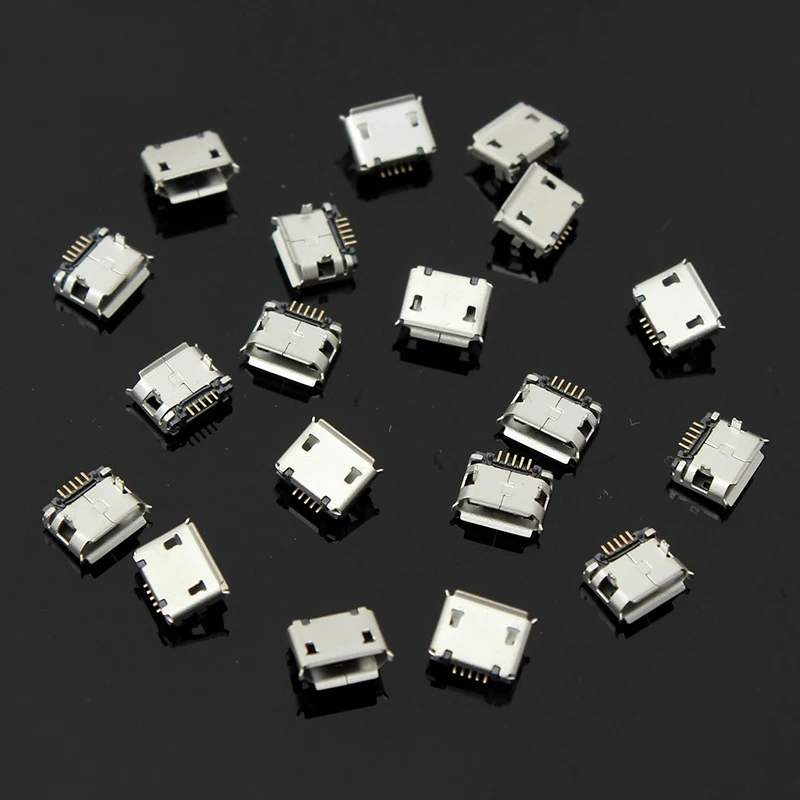 100pcs Mayitr Micro USB 5 Pin Socket Connector Female Type B SMT Placement SMD DIP Connectors