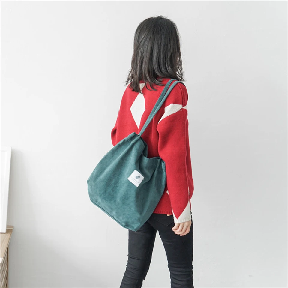Saco de compras de veludo reutilizável feminino