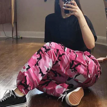 

Women Camo Pants Loose High Waist Casual Harem Pants for Spring HSJ88