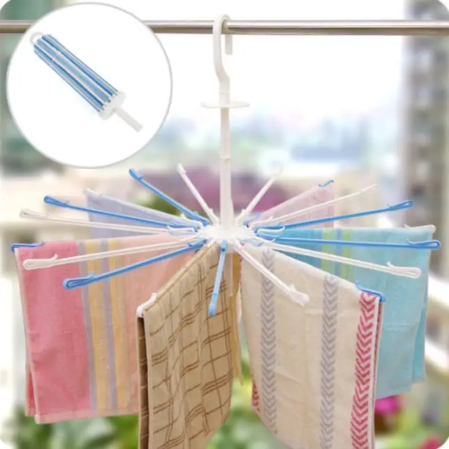 

Umbrella 20 Clip Child Clothes Hanger Plastic Baby Diapers Drying Rack Rotating Windproof Towel Racks