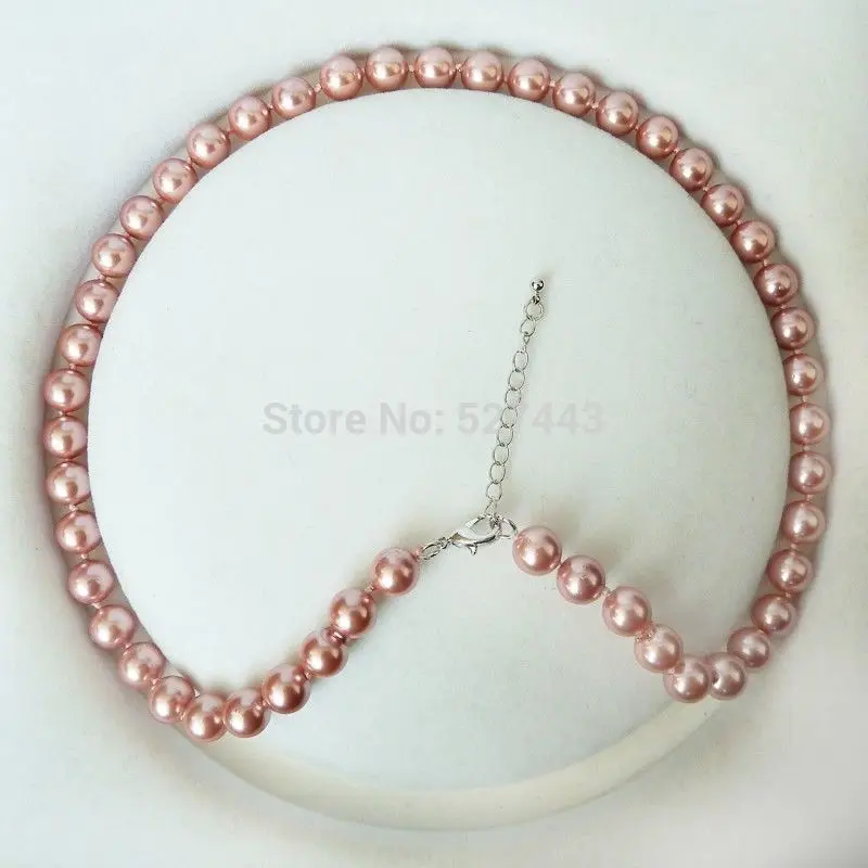 

Prett Lovely Women's Wedding Wholesale free shipping >>Natural AAA+ 8mm round pink purple color south sea shell pearl fashion ne