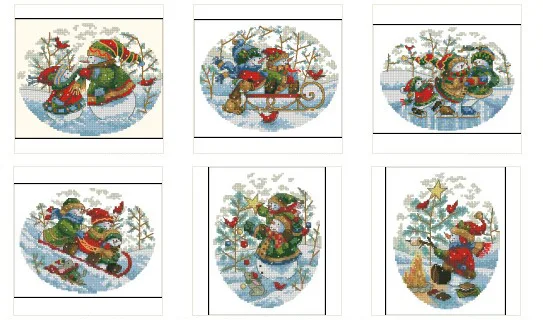 

14/16/18/27/28 Lovely Counted Cross Stitch Kit Snowman Snowmen Ornament Christmas Tree Ornaments Snow Man Sleigh Dim 0882