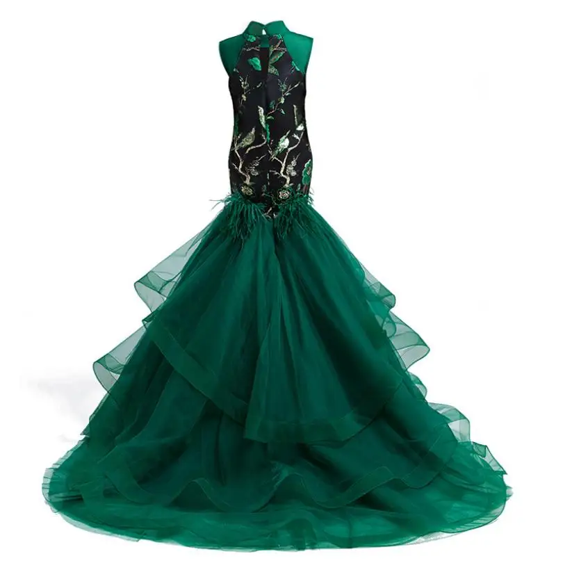 Детское платье русалки для свадебной вечеринки в китайском стиле со шлейфом