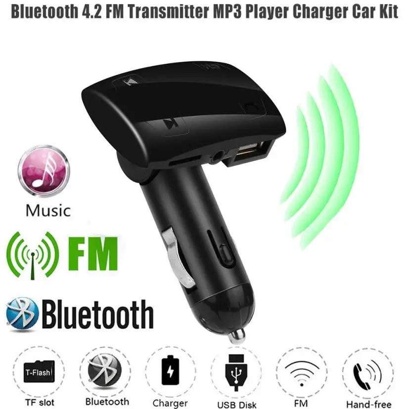 Новинка Беспроводная гарнитура X1 USB зарядка LED MP3 Bluetooth автомобильный FM передатчик