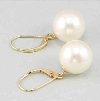 

ry00881 charming pair of 10mm natural Australian south sea pearl earrings 14k