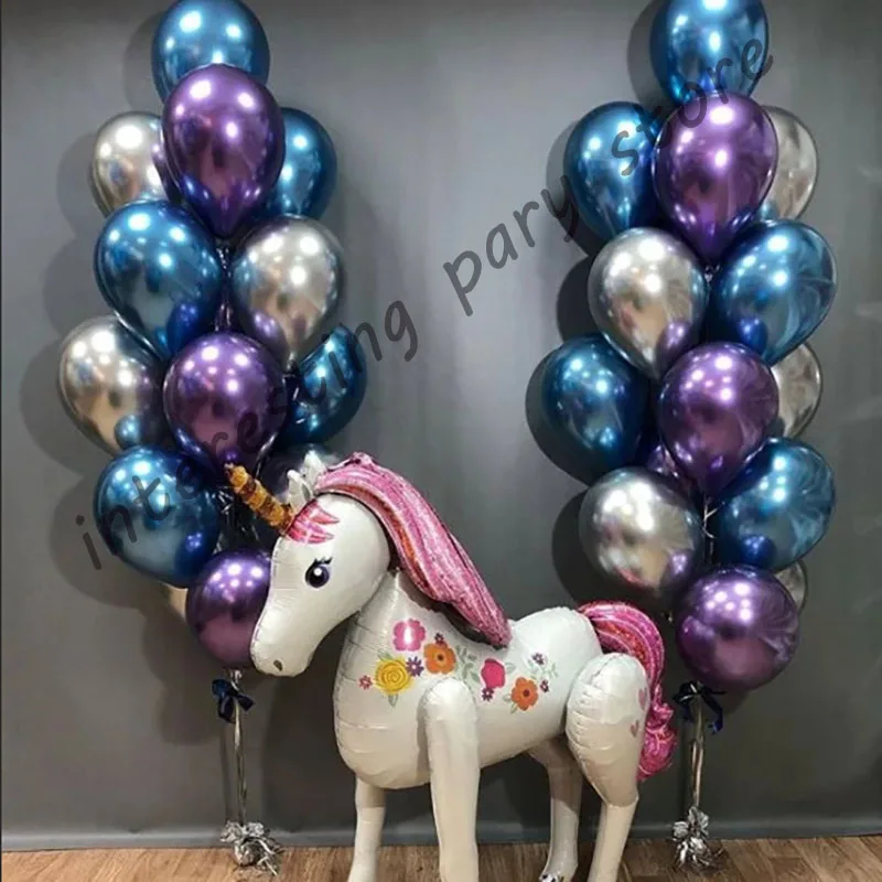 

27pcs Large 3D Unicorn Balloons Metal Latex Balloon Unicorn Theme Party Baby Shower Birthday Party Decorations Kids Toys Favors