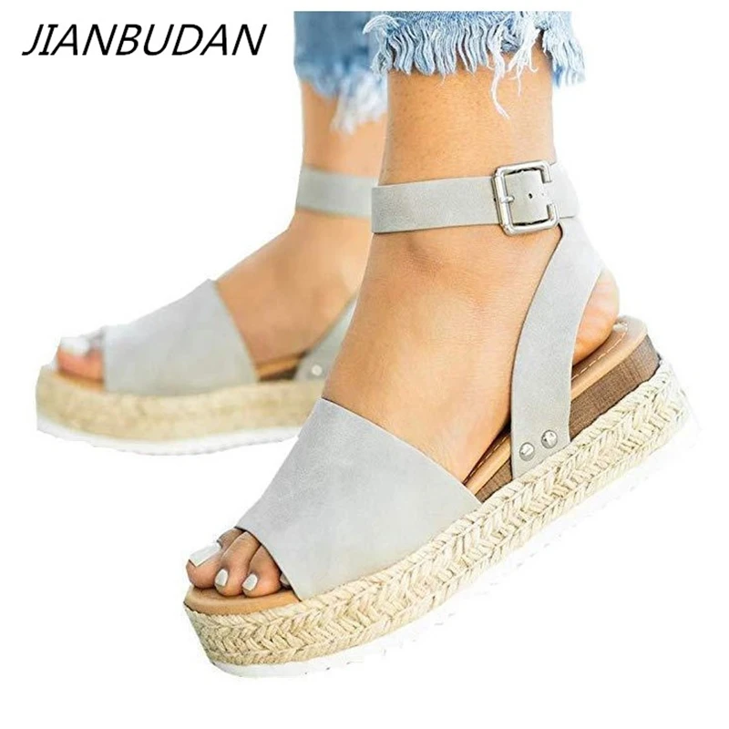 

JIANBUDAN/ Wedges Shoes For Women High Heels Sandals Summer Shoes 2019 Open Toe female Platform Sandals Plus Size 35-43
