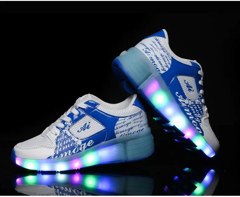 Eur27-37 Heelys Jazzy Junior Girls&boys LED Light Heelys Roller Skate Shoes for Children&kids Sneakers with Wheels Shoes