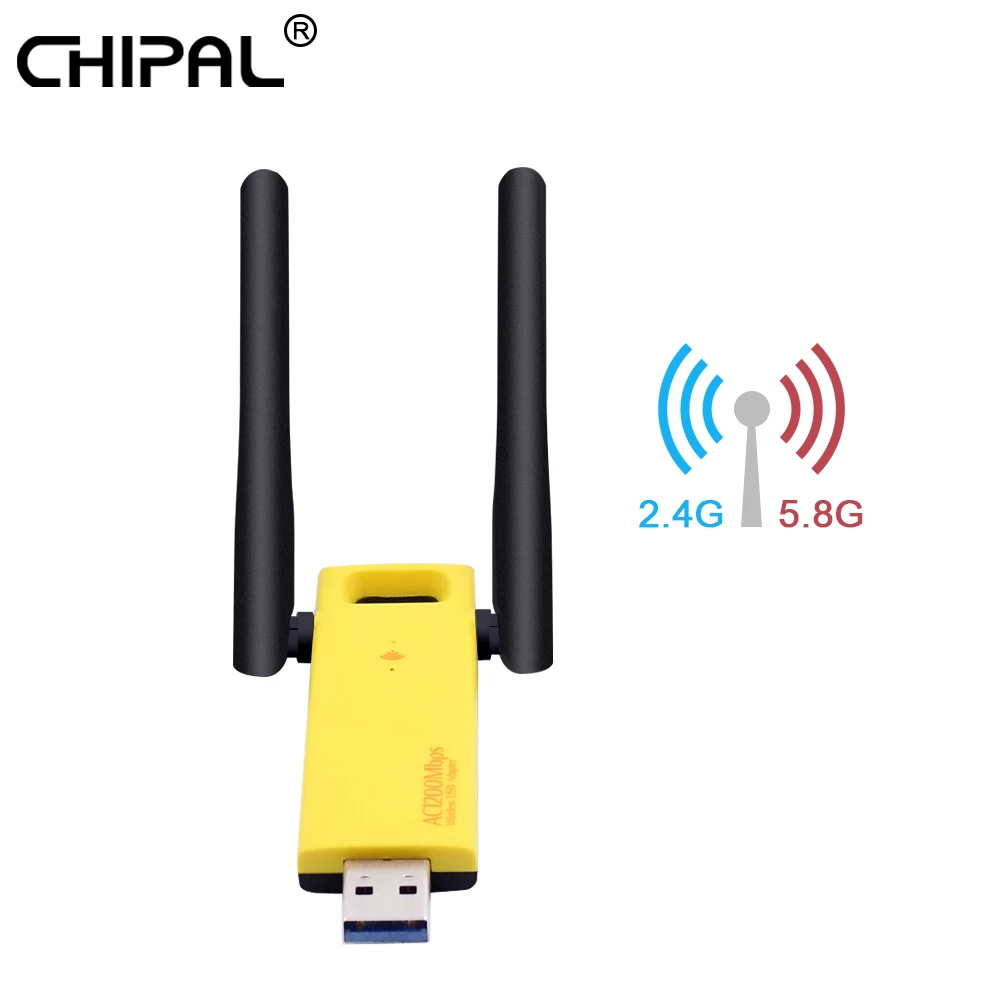 

CHIPAL 2.4GHz 5.0GHz 1200Mbps USB 3.0 WiFi Adapter External Wireless Network Card Antenna PC LAN Wi-Fi Receiver Soft AP 802.11AC