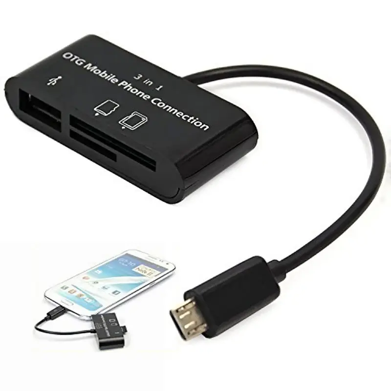 

3in1 OTG Micro USB SD MicroSD/ TF Card Reader Adapter for Samsung Galaxy S7 S6 Note 5 for Huawei LG HTC Micro USB Android Phone