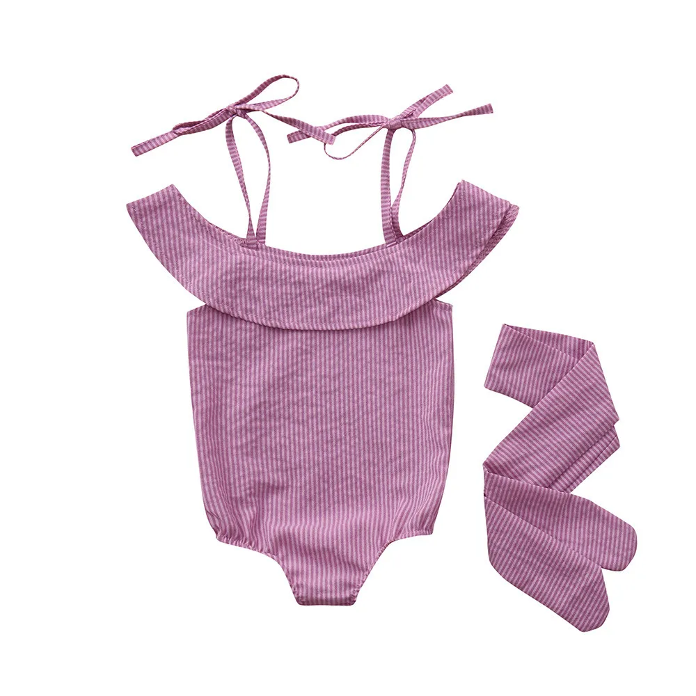 

Newborn Baby Girls clothes Sleeveless Striped Sling Jumpsuit Romper Headband Korean version Summer Outfits Clothes
