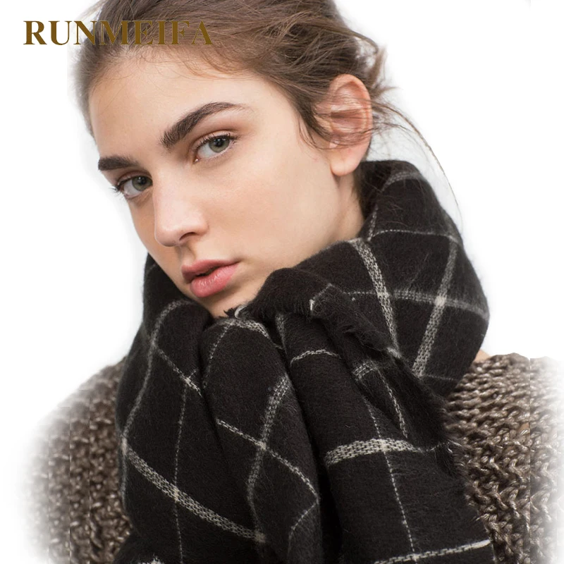 Дизайн осень и зима теплые шарфы 140x140 см квадратный шарф для унисекс черный и белый цвет шарф в клеточку шаль