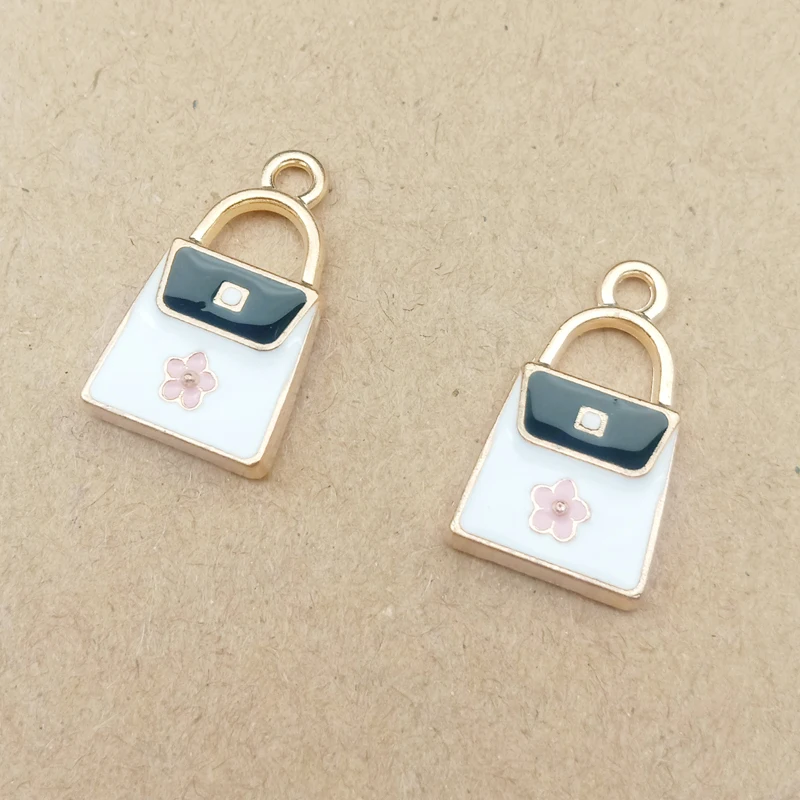 

10pcs 13x21mm women handbag charms enamel charm for jewelry making fashion earring pendant fashion charms