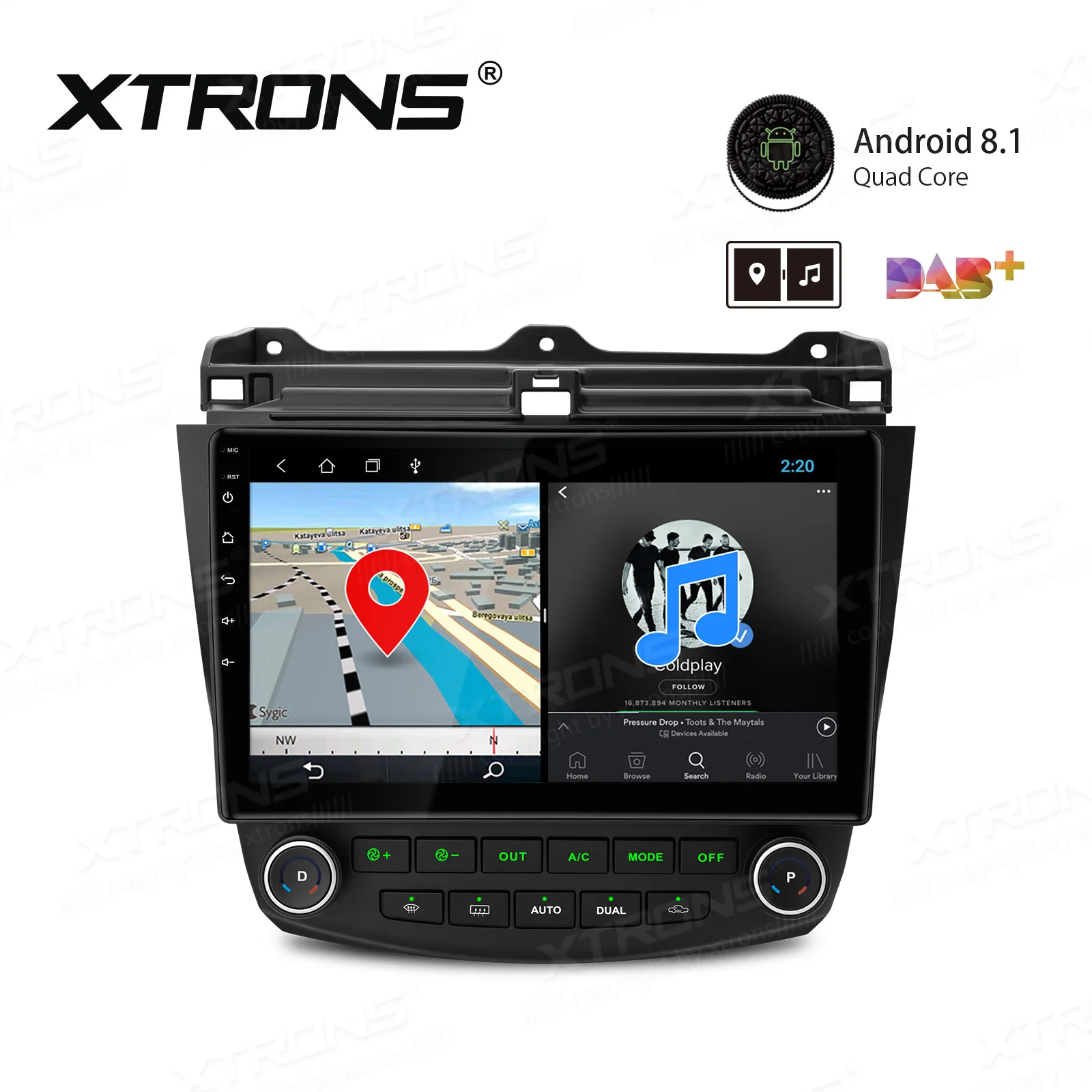 Cheap 10.1" Android 8.1 Oreo OS Car Multimedia Navigation GPS Radio for Honda Accord 2002-2007 with Split Screen Function Support 4