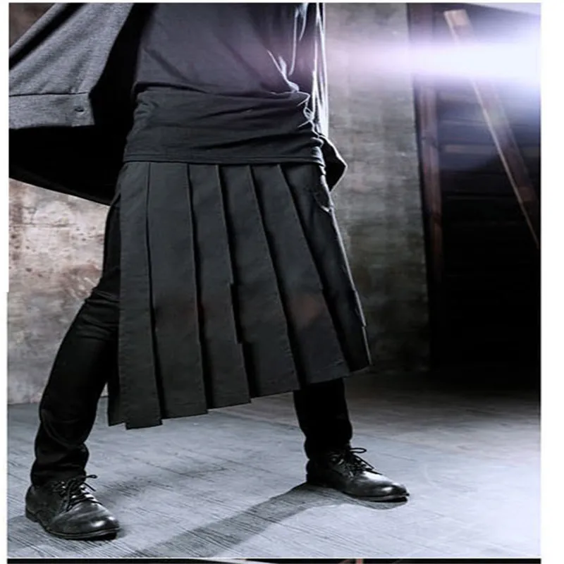 Personality Male Casual Dresses Male Skirt Bust Skirt Culottes Pants Men Plus Size Saia Masculina Pants Men\x27s Pantalon Homme