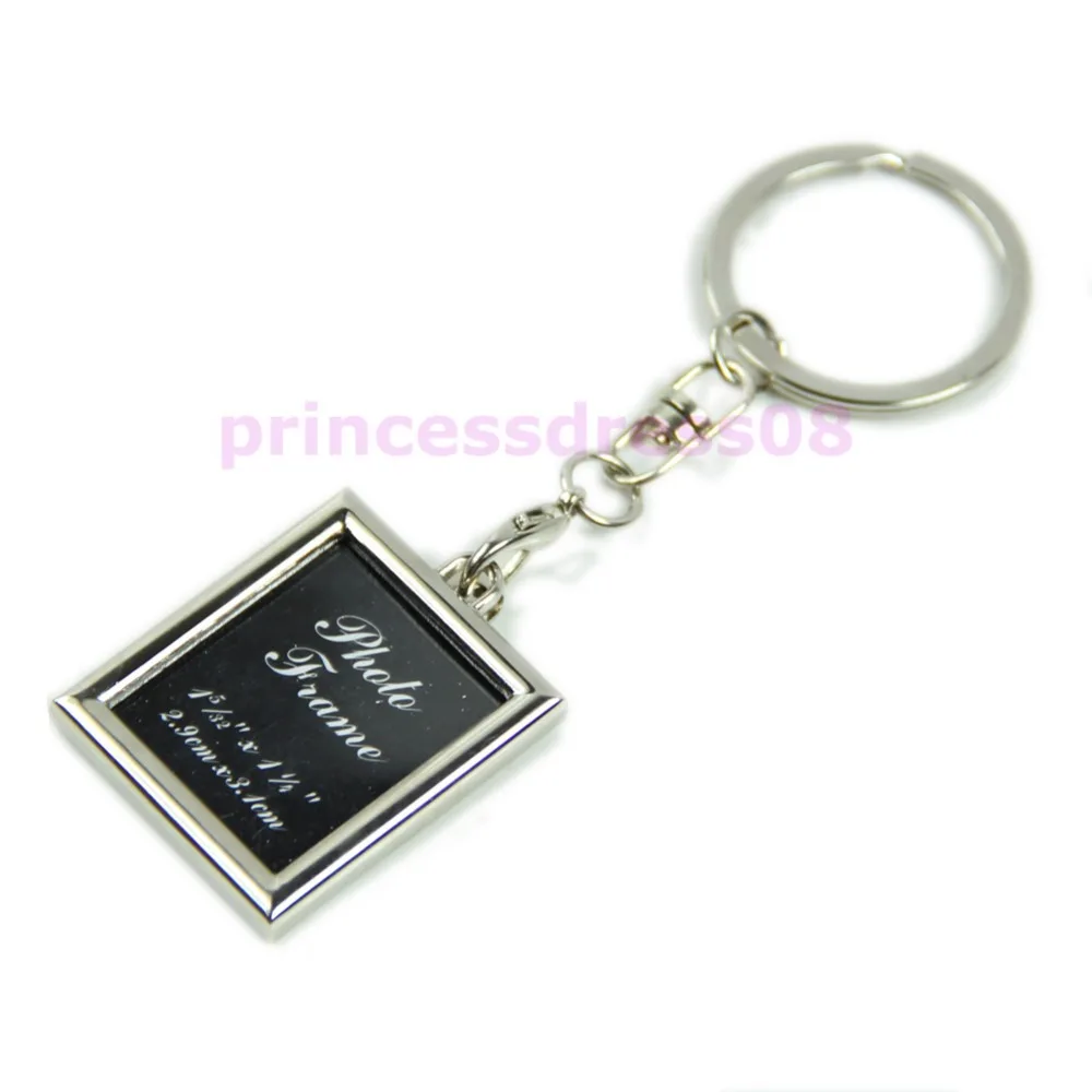 

2PCS/LOT Rectangle Key Chains Keyrings Metal Photo Frame Style Keychain New