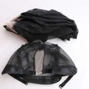 HARMONY Free shipping 10 pieces Black lace net U part wig caps adjustable mesh wig cap for making wigs 1