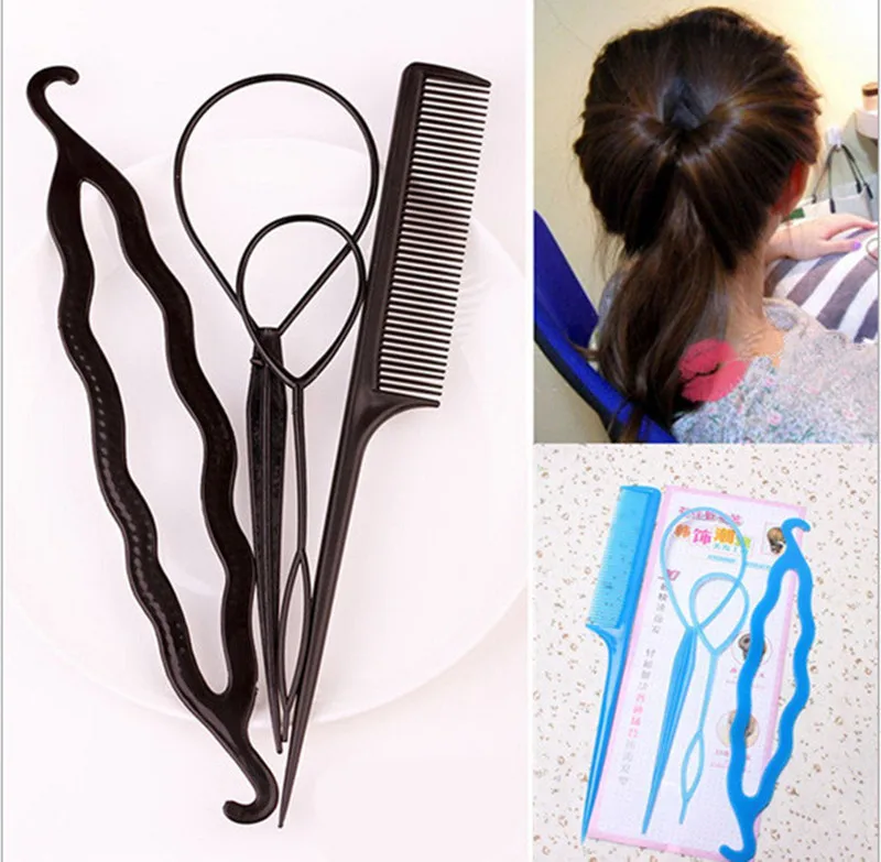 

4pcs Ponytail Creator Plastic Loop Styling Tools Pony Tail Clip Hair Braid Comb Maker Styling Tool Fashion Salon