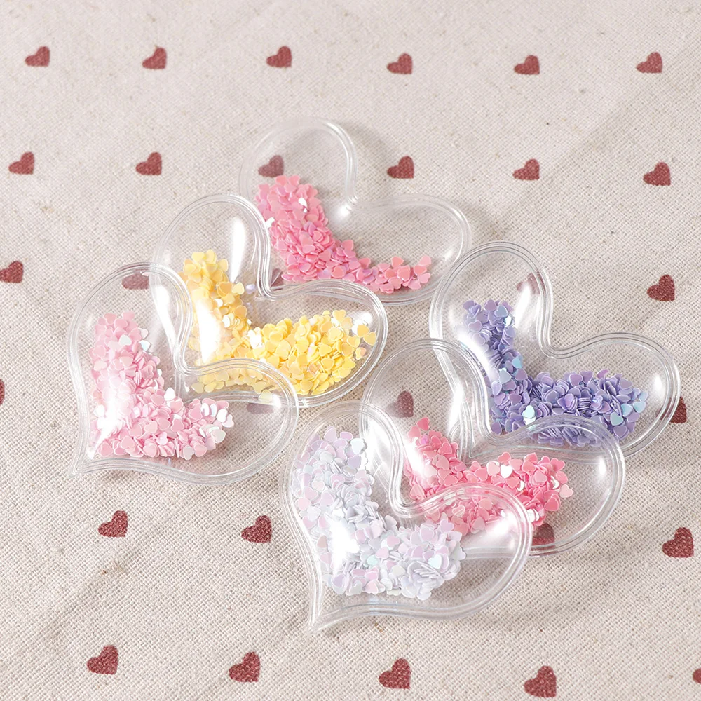 

New Accessories Heart Shape Transparent Plastic Bag with Colorful Sequins DIY Make Hair Clip Accessories Craft Handmade Decorati