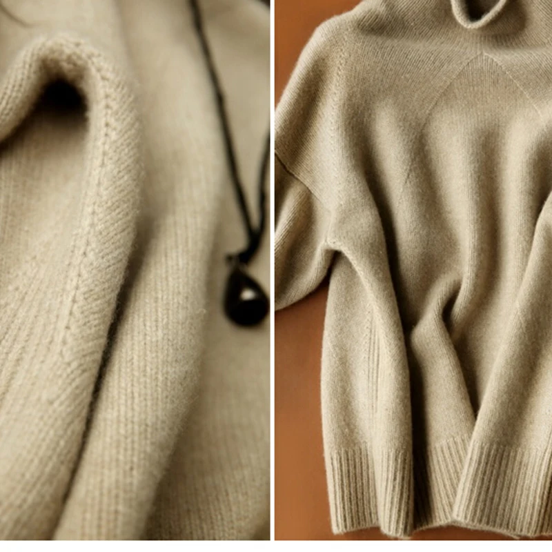 2019 Double thickening loose turtleneck cashmere sweater female sweater cashmere pullover sweater