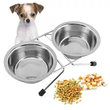 Double Dog Bowl Diner Dish Stainless Steel Anti Slip Removable Puppy Cat Food Water Pet Feeder Pet Dog Cats Puppy Outdoor Dish