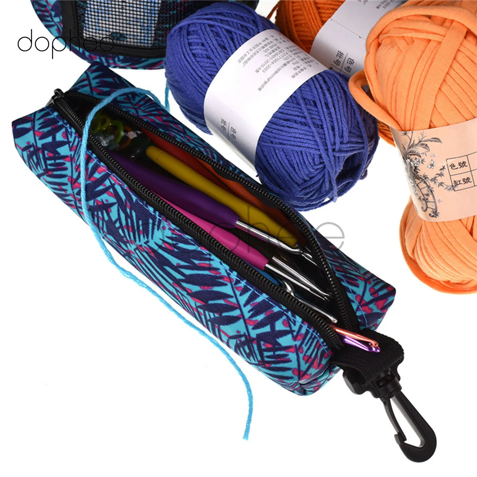 dophee 1pcs 21*6cm Cylinder Yarn Storage Bag Empty Portable Canvas Yarn
