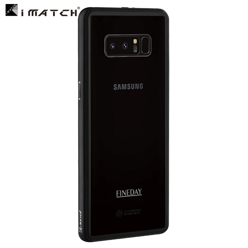 iMatch Aviation Aluminum Alloy Metal Bumper Tempered Glass Back Cover Case for Samsung Galaxy Note 8