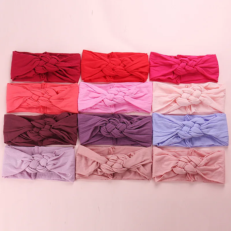 

12pcs Nylon Headbands Hot-sale Cross Knot Weaved Elastic Headband DIY Hair Accessories For Kid Girls Headwrap Photo Pro Headwear