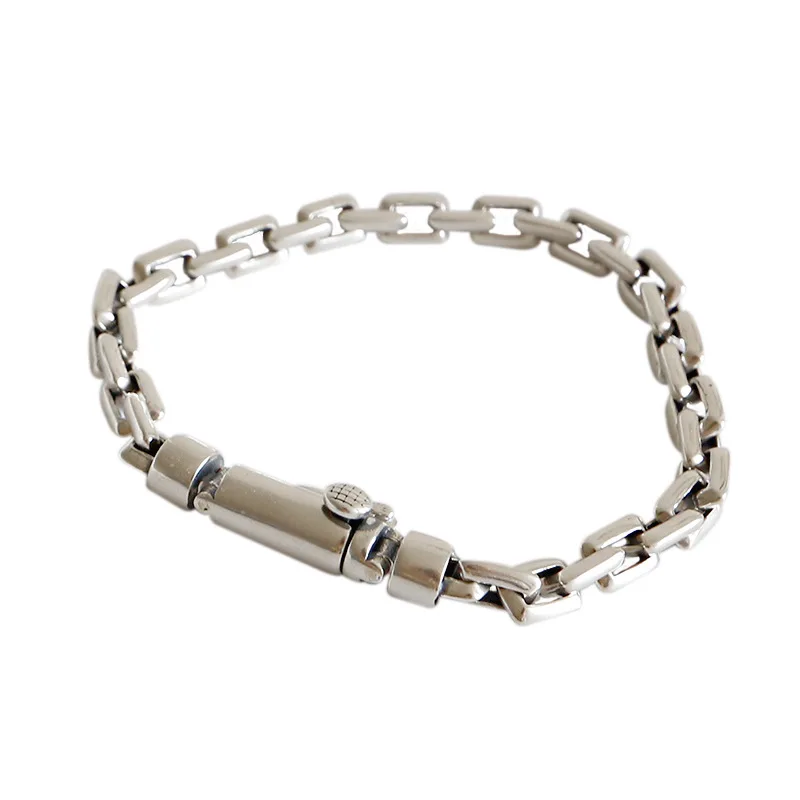 

Men's Retro 925 Sterling Silver Flat Link Cable Bracelet