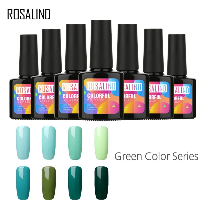 

ROSALIND Gel 1S 10ml Pure Color Green Series Nail Polish Soak Off UV LED Glitter Manicure Nail Art High Quality Gel Varnish