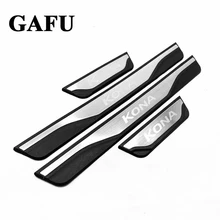 For hyundai kona 2018 2019 Accessories Door Sill Scuff Plate Guards Door Sills Protector Car styling 4pcs car door sill scuff plate for hyundai kona kauai 2018 stainless steel door sill protector sticker for new kona kauai