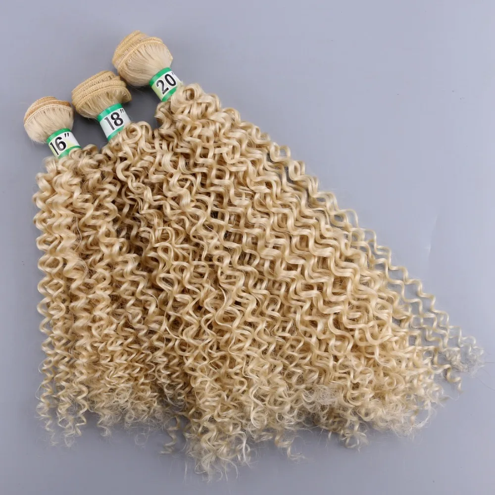 

Color #613 70 g/pcs Afro kinky Curly hair Weave double weft synthetic hair extension
