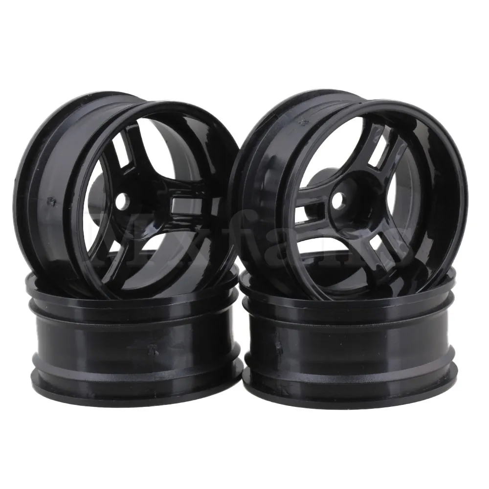 

Mxfans 4x Black Plastic 3 Spoke Wheel Rim for RC1:10 On-Road Car & Drift Car