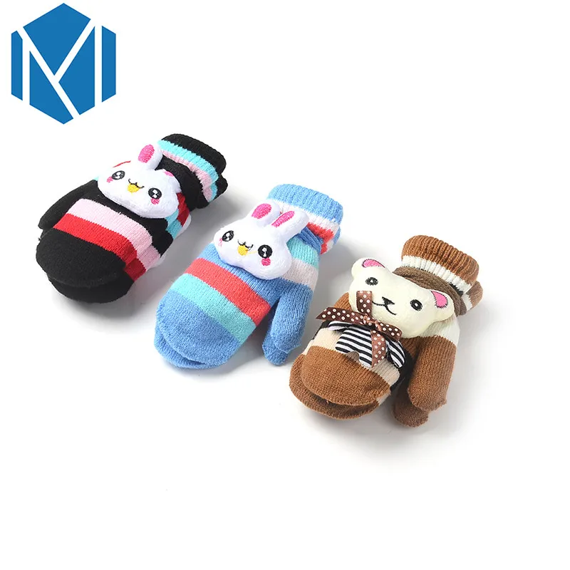 M MISM/зимние теплые перчатки для детей, мягкие, удобные, милые, зимние, толстые, детские варежки для мальчиков и девочек с животными