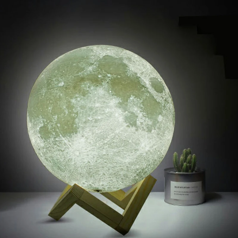 buy Geoeon 3D Print Moon Lamp 2 Color Change Touch Switch Bedroom Bookcase Night Light Home Decor Creative Gift D501