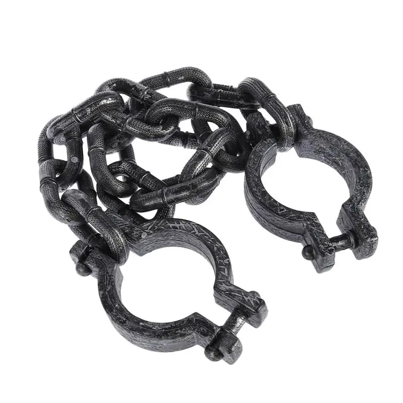 

Halloween Cosplay Plastic Wrist Shackles Prison Handcuffs Chain Links for Costume Party Decoration
