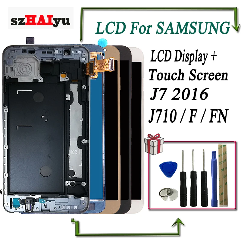 SzHAIyu ЖК дисплей Brihtness Регулируемый сенсорный экран для Samsung J7 2016 J710 J710FN/F