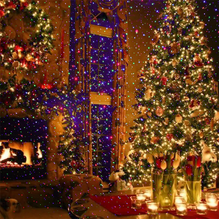 Alienígena RGB se estática Puntos Estrella de Navidad luz láser proyector al aire libre Jardín de árbol de Navidad decoración efecto mostrar luces - 5