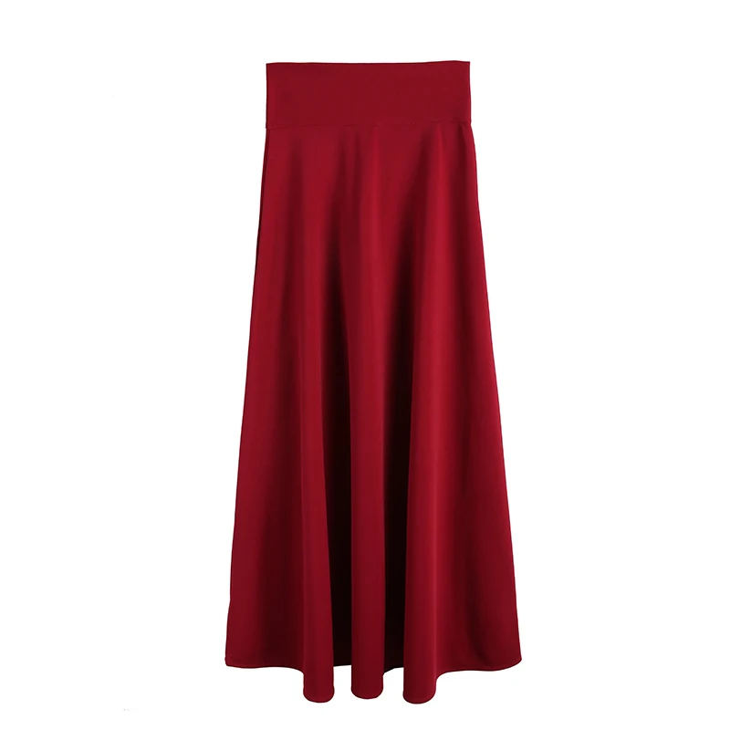 Женские элегантные юбки с высокой талией больших размеров, винтажная плиссированная Повседневная Длинная юбка faldas Saia, большие юбки трапециевидной формы, макси юбки - Цвет: Бургундия