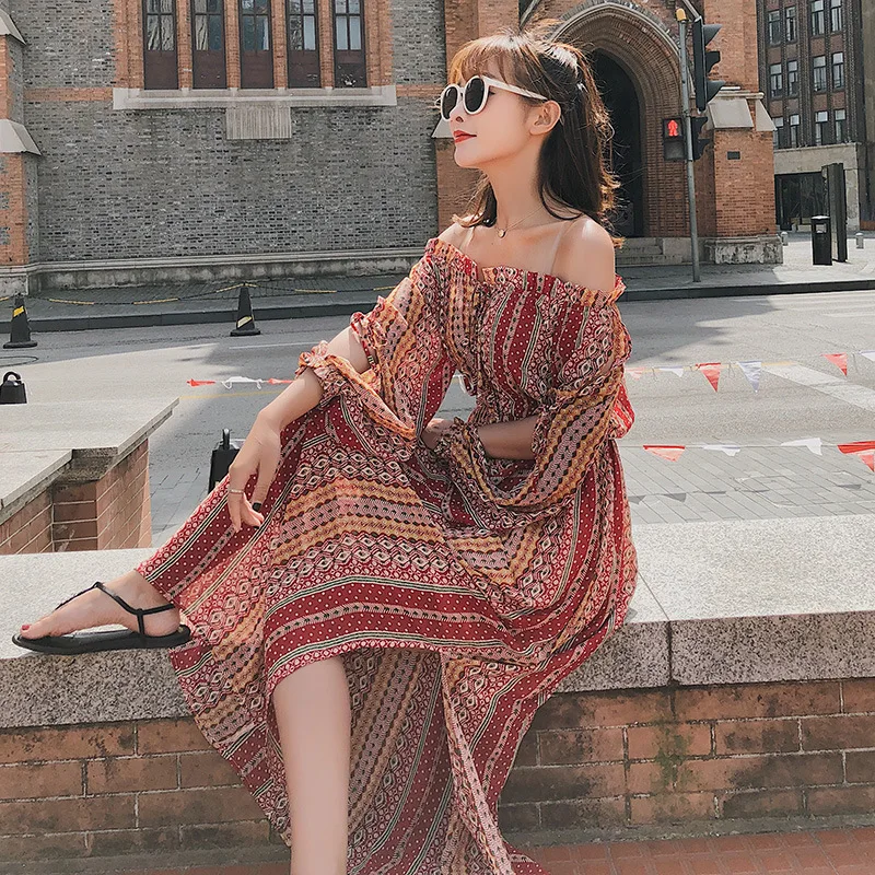 

Exit Of Bathroom Women Beach Kaftan Bathrobe For The Coverup Make Female Summer Floral Dress Word Chiffon Skirt Print Cotton
