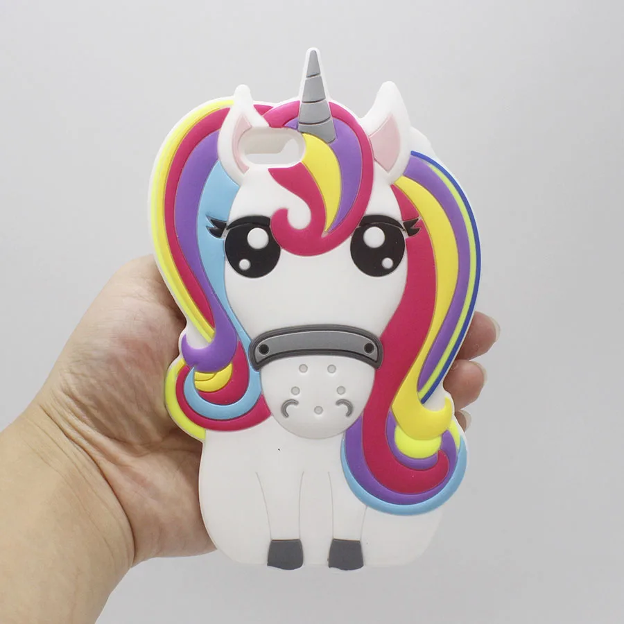 

New 3D Cartoon Unicorn Soft Silicone Rubber Phone Case Cover For iPhone 5 5S SE 6 6S 7 7S Plus 6Plus 7Plus Cute Pony Horse Case