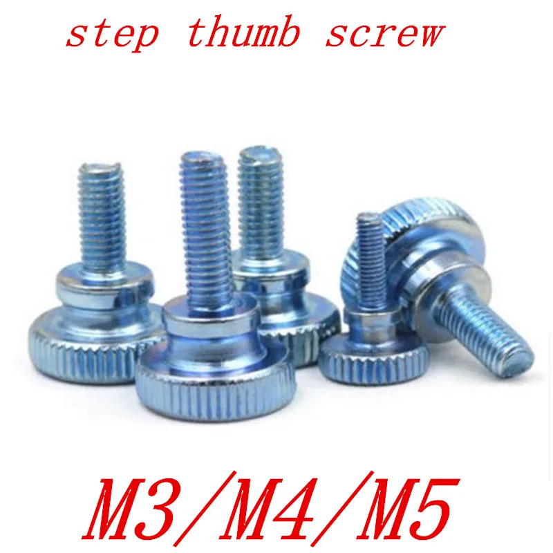 

10pcs GB834 M3 M4 M5 Knurling Step Flat Head Knurled Thumb Screw Hand Tighten Computer Screws