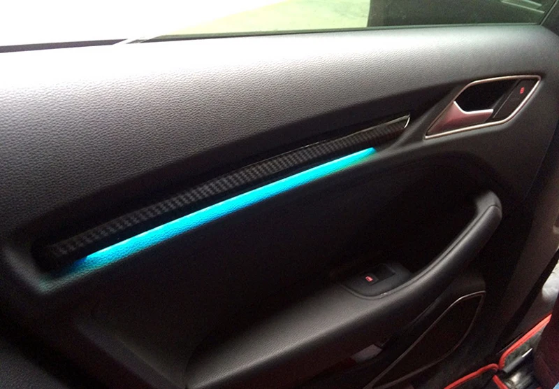 Для Audi A3 8 В 2012 2013 аксессуары для интерьера с светодио дный Пластик интерьер автомобиля украшение для двери отделкой 4 шт