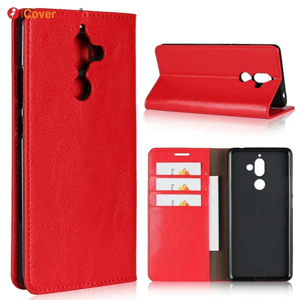  Luxury Real Genuine Leather Wallet Case For Nokia 7 Plus Flip Cover Card slot Stand Protect Case fo