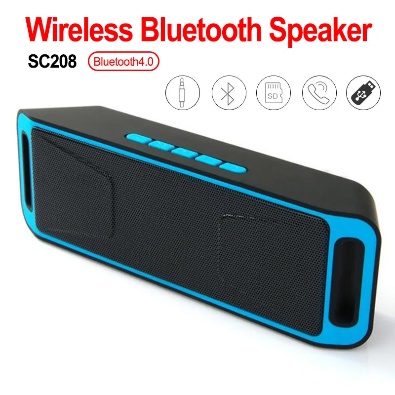 SC208 Bluetooth 4 0 портативный беспроводной динамик стерео сабвуфер TF USB FM радио